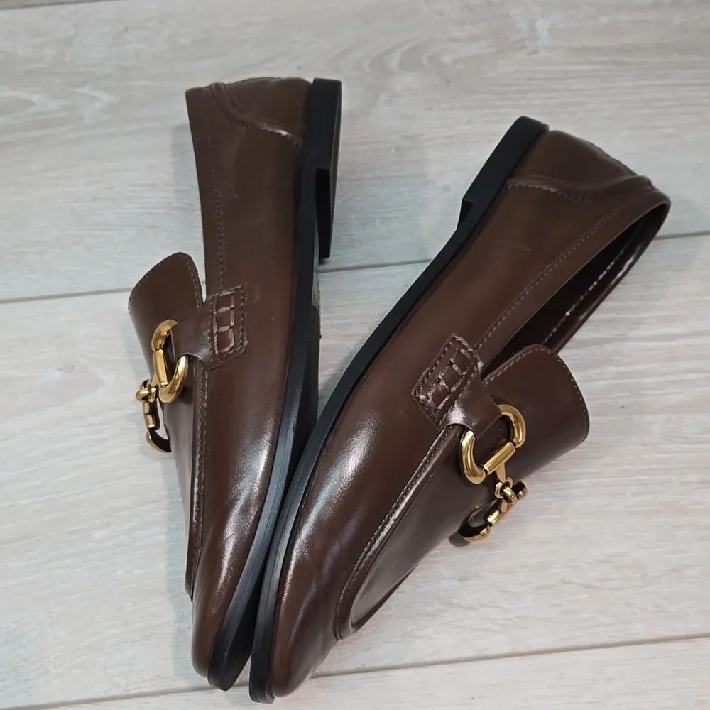 Jeffrey Campbell By Free People Women Brown Loafers with Gold Accent 8.5